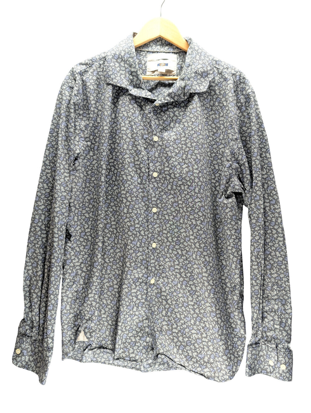 Joseph Abboud Shirt Modern Fit Button Up Floral Blue Gray